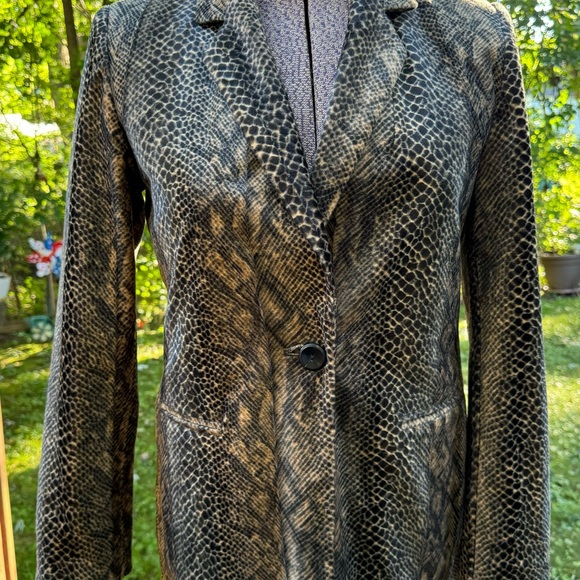 Harve Benard Python Snake Print Faux Fur Jacket Lined Size 4 Button Front - Picture 3 of 13